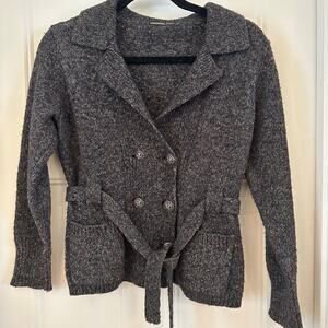 One Girl Who Women’s Sweater XS SM Wool Blend Gray Multicolor Tie Waist